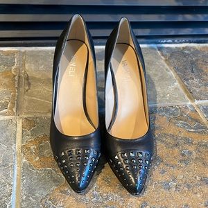Vaneli black leather studded heels size 7.5 narrow width